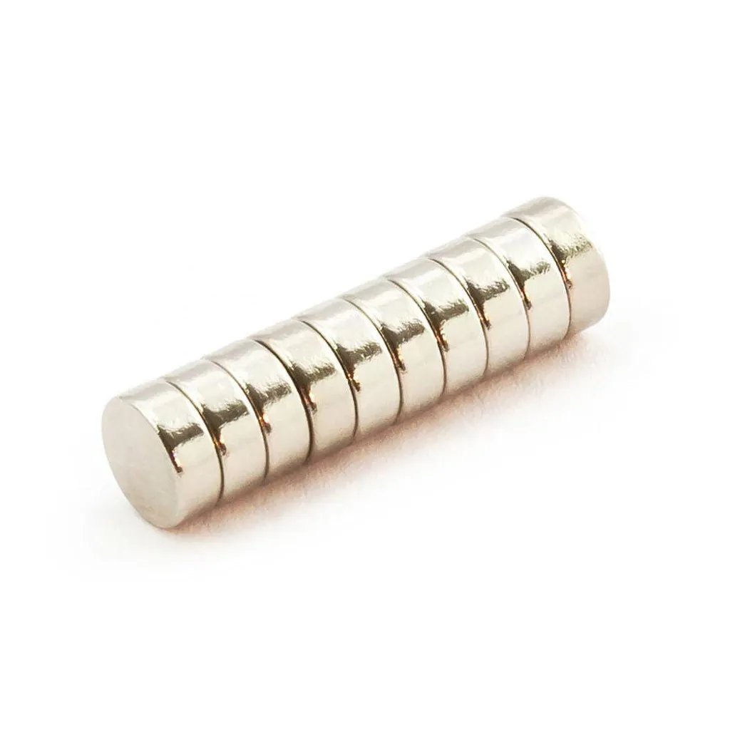 10 x Oblique Unique Neodym Magnet N38 ø 8 x 3 mm